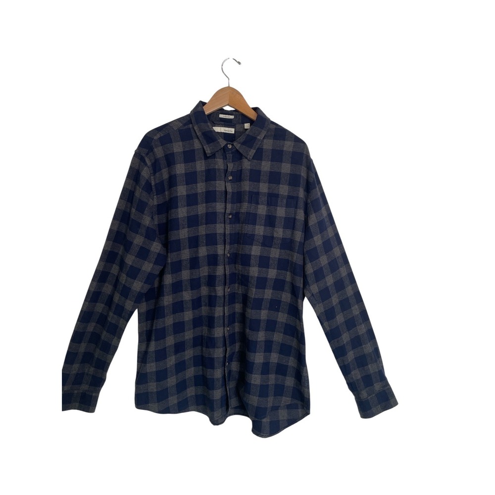 Hawker Rye Flannel Shirt Mens XL Tall Blue Gray‎ Plaid Long Sleeve Regular Fit